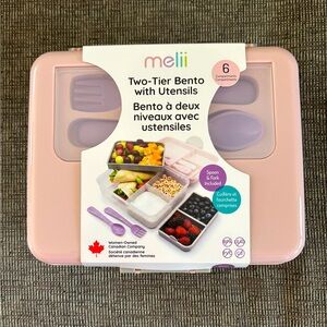 NWT Melii Two-Tier Bento with Utensils